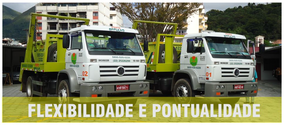 foto dos caminhoes e legenda: flexibilidade e pontualidade