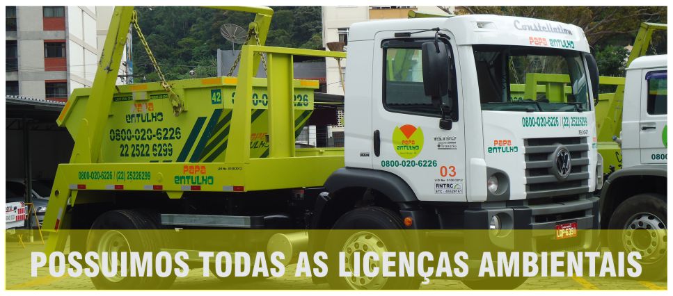 foto dos caminhoes e legenda: possumos todas as licenas ambientais